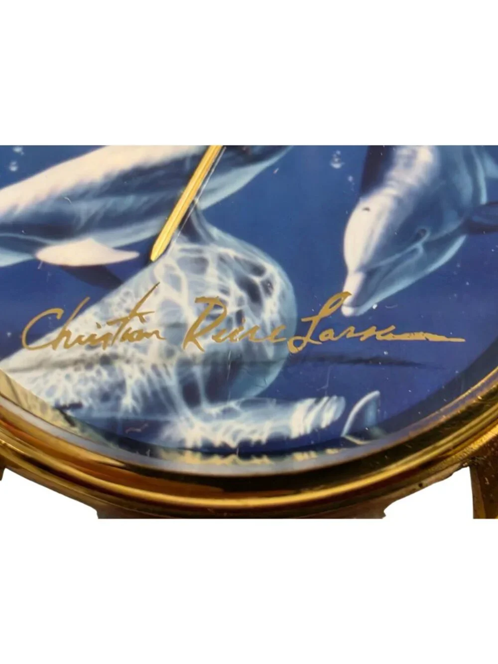 Vintage Christian Riese Lassen Dolphin Watch Pink Leather Band Original Box